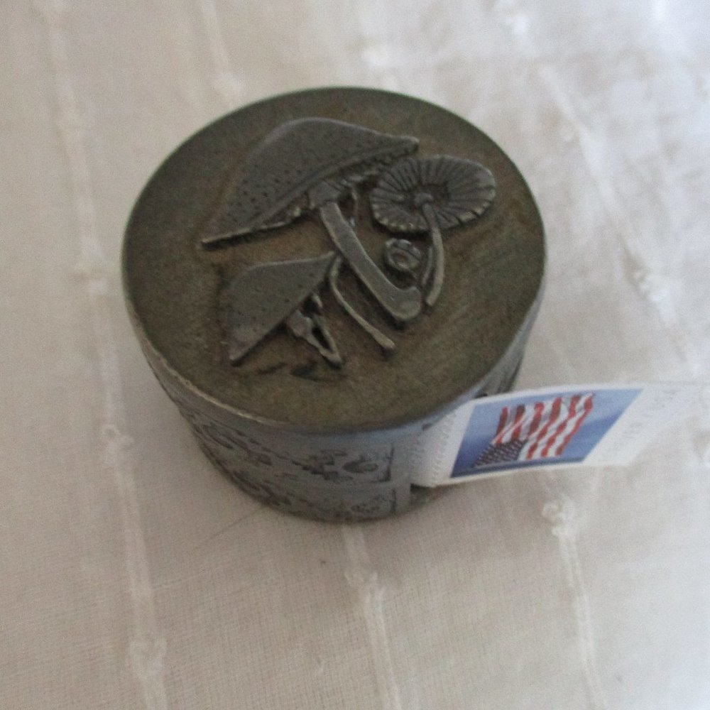 Vtg 1980s pewter stamp holder